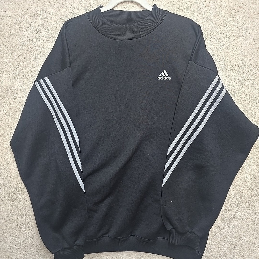 Retro Adidas USA Black Sweatshirt Mens XL‎ Three Stripe Crewneck Athleisure